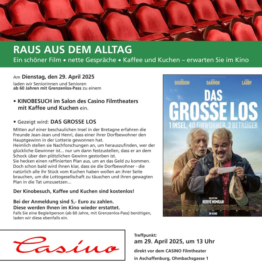 Einladung für SeniorInnen: Kino-Besuch am 29.04.2025