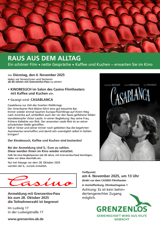 Mit Grenzenlos raus aus dem Alltag am  4. November um 13 Uhr